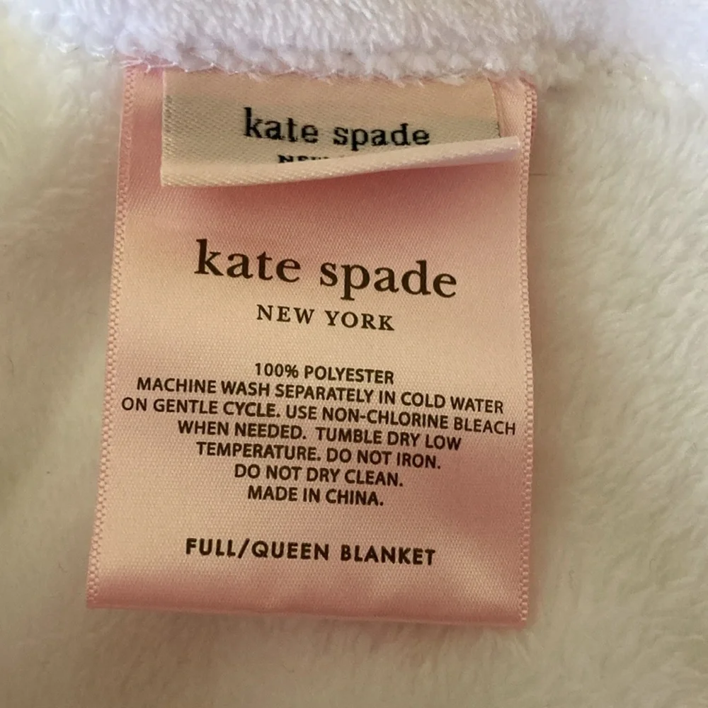 NEW Kate Spade New York White Plush Ultra Soft Blanket Full Queen Size NWOT
